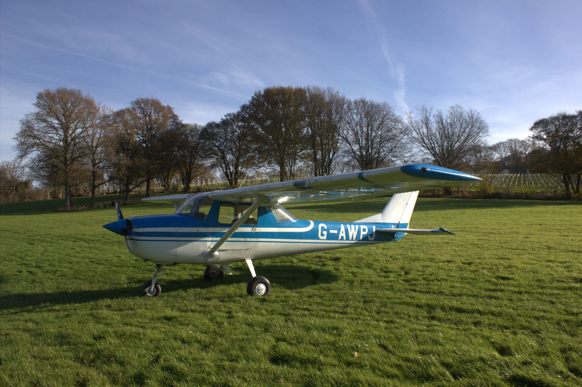 Exterior view of a 1968 Cessna F150H.