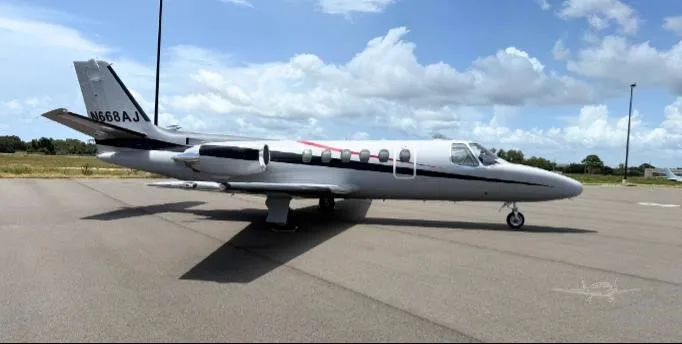 Exterior view of a 1982 CESSNA CITATION II, N668AJ.