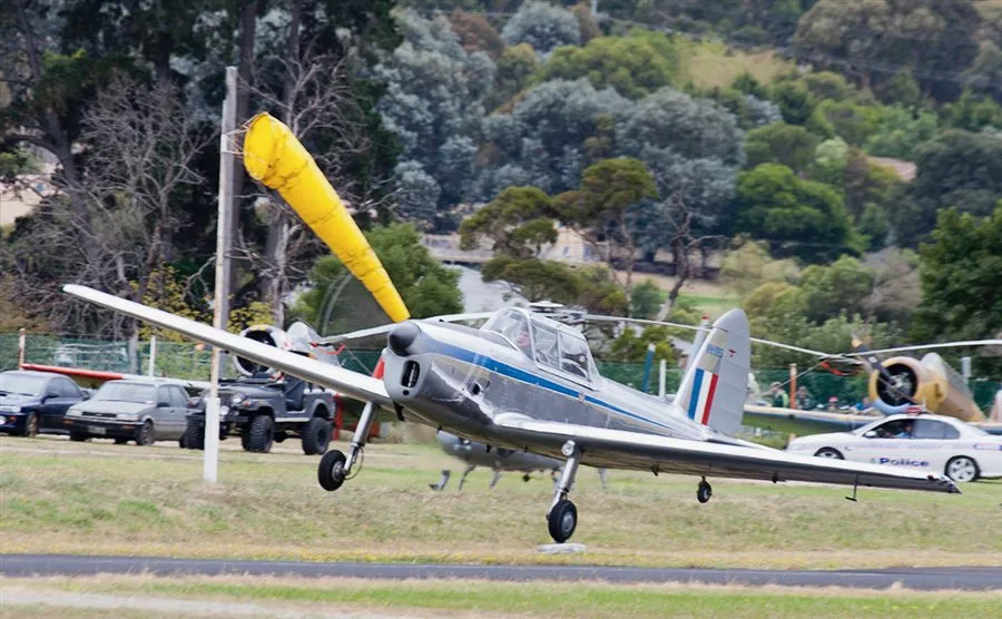 Exterior view of a 1951 de Havilland DHC-1, VH-DBS.