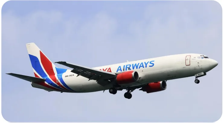 Exterior view of a 2012 Boeing b737-300f.