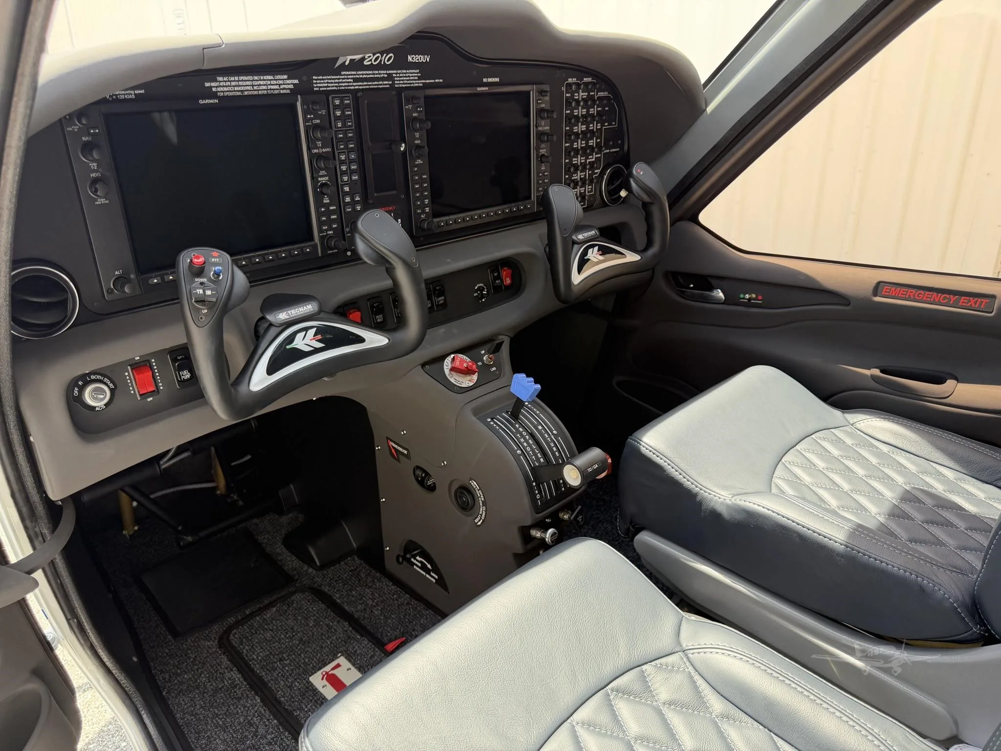 Cockpit and instrument panel of a 2025 TECNAM P2010 MKII.