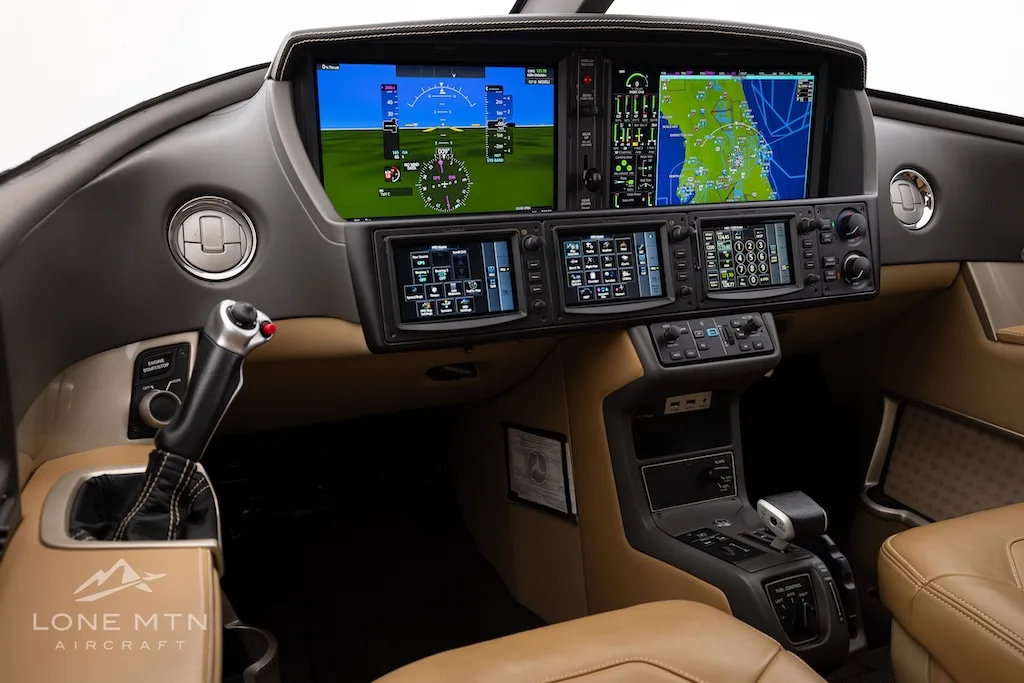 Cockpit and instrument panel of a 2019 Cirrus SF50 G2+ Vision Jet.