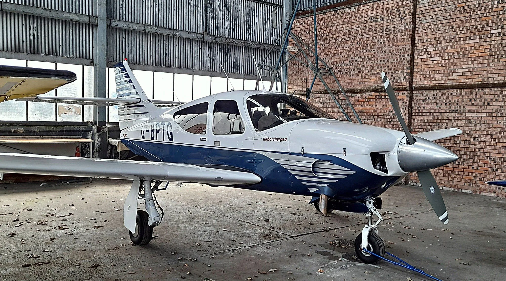Exterior view of a 1976 Rockwell Commander 112TC.