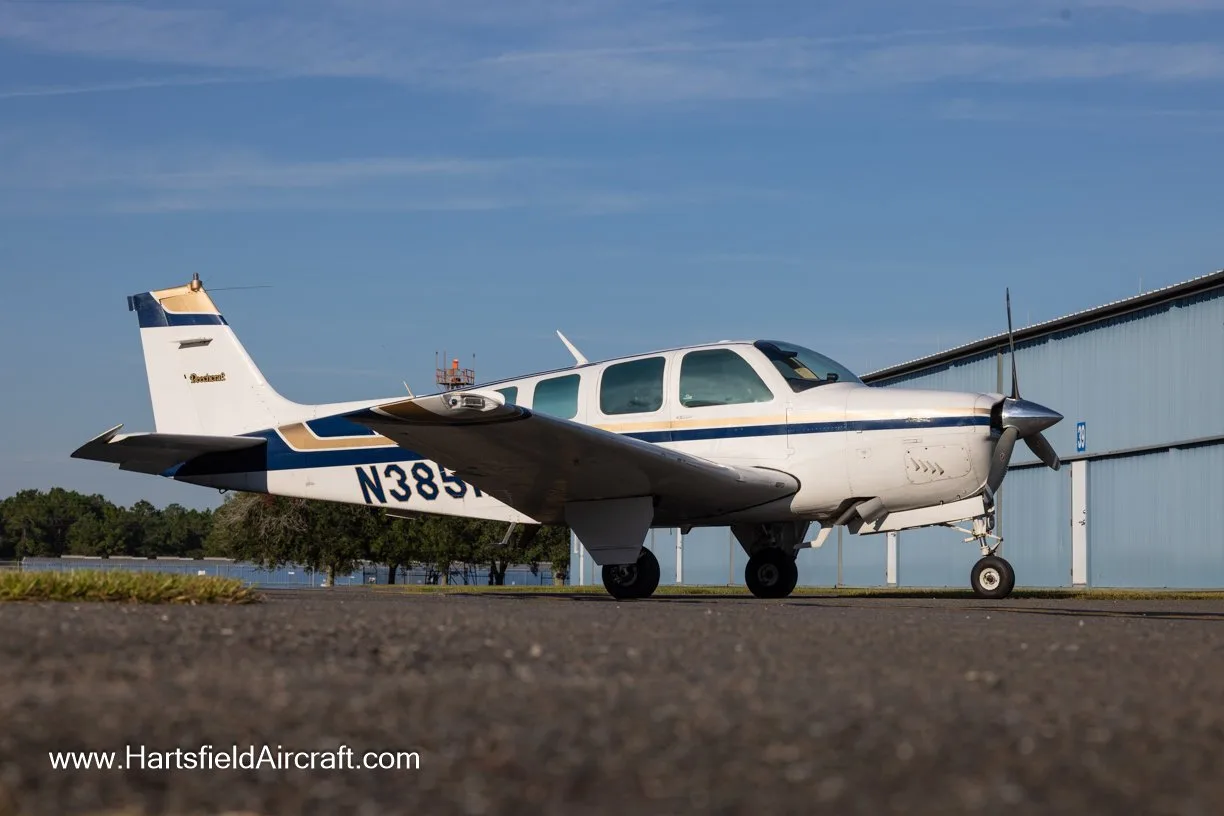Exterior view of a 1981 Beechcraft A36 Bonanza.