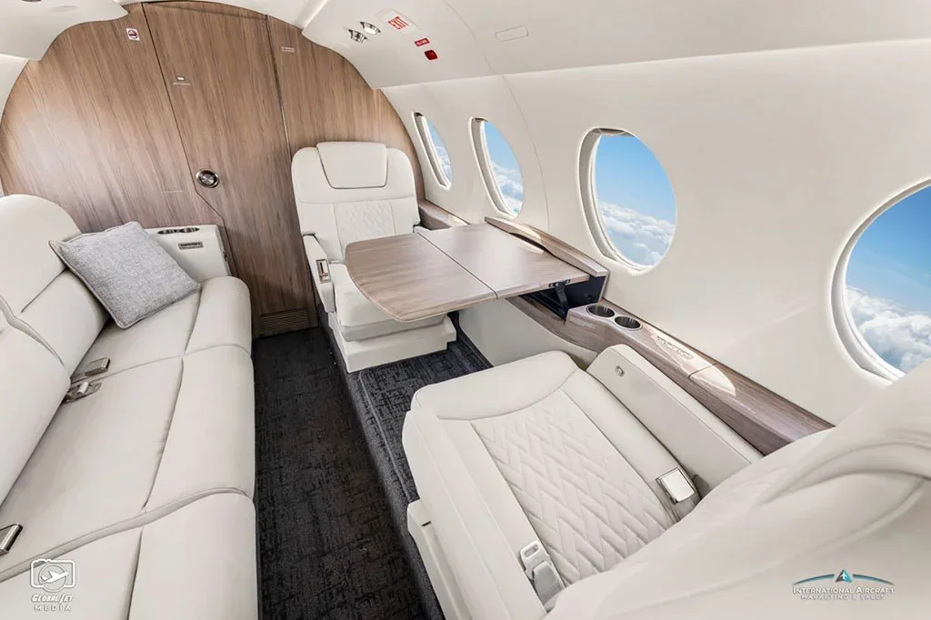 Cabin interior of a 1995 Dassault Falcon 50.