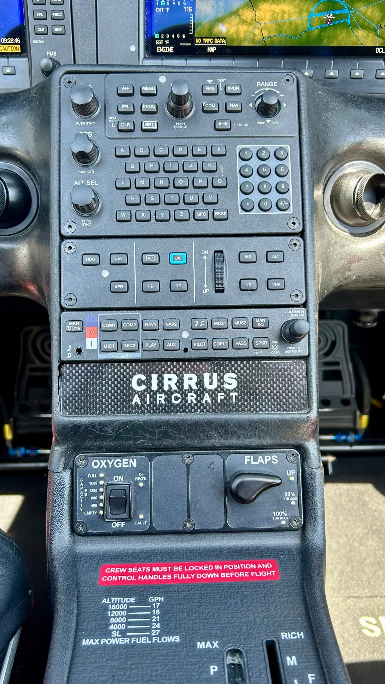 Avionics suite of a 2012 Cirrus SR22 G3.