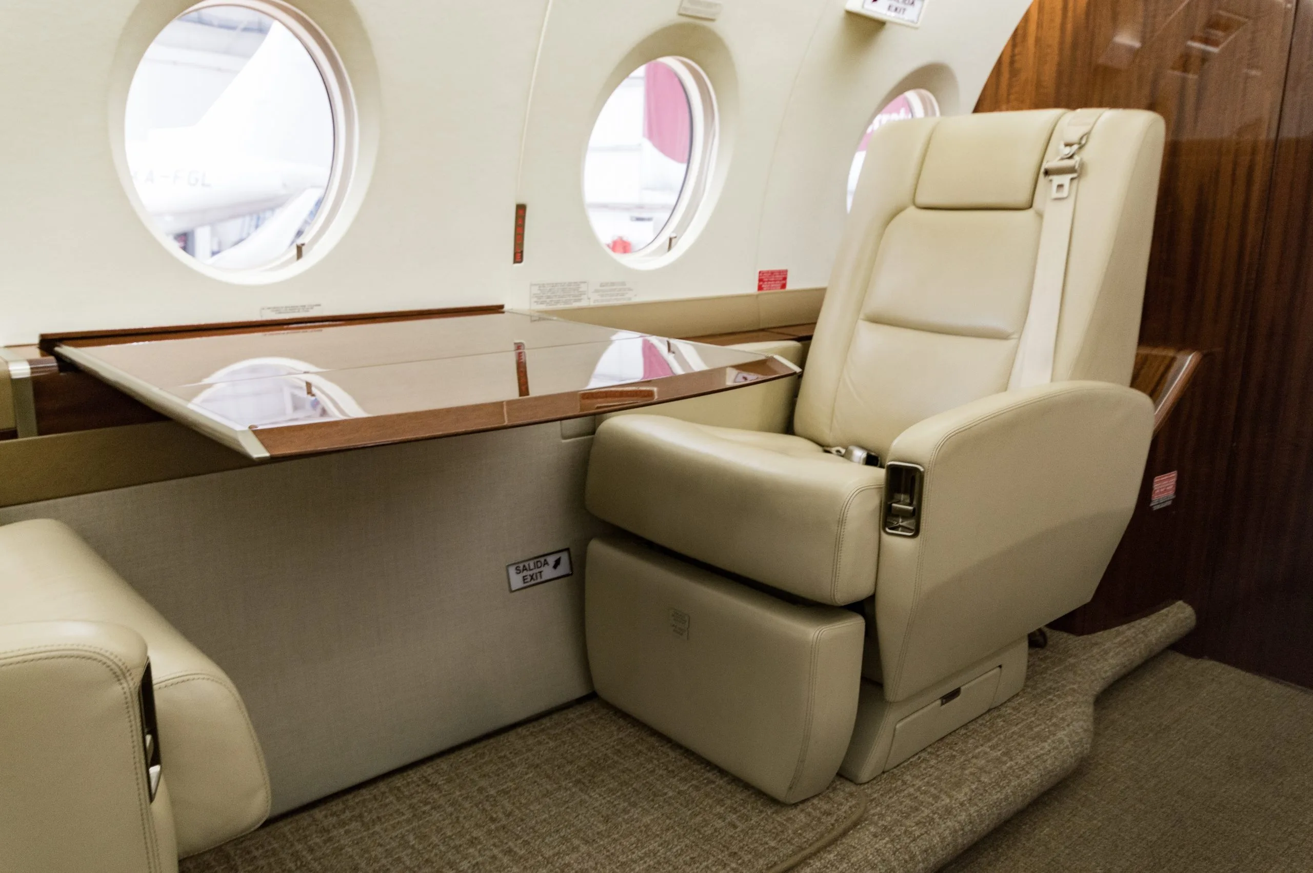 Cabin interior of a Gulfstream G280.
