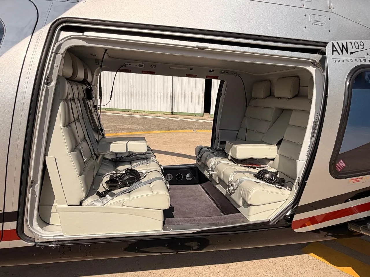 Cabin interior of a 2021 LEONARDO AW109SP GRANDNEW.