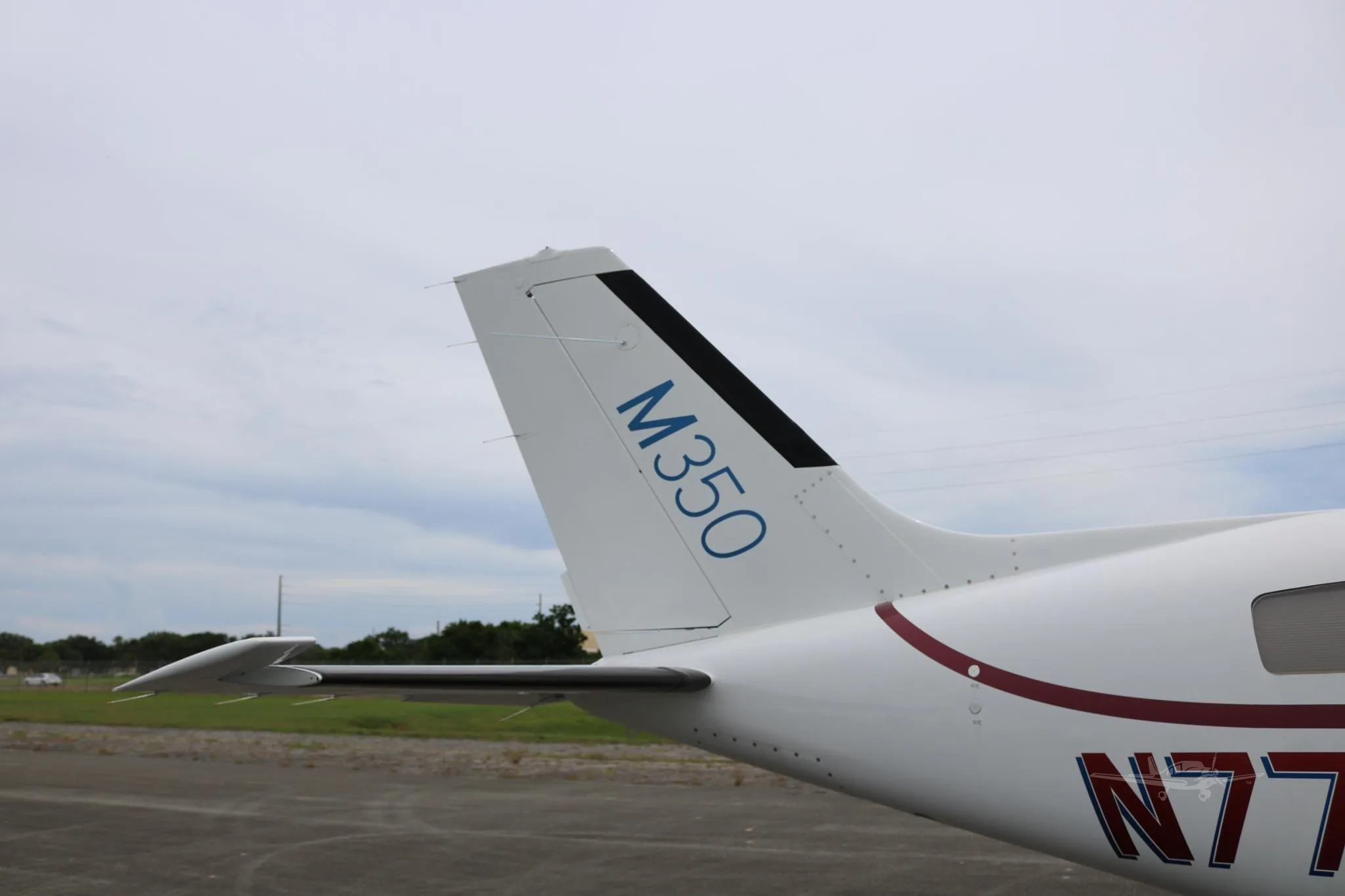 Exterior view of a 2026 PIPER M350, N776AM.
