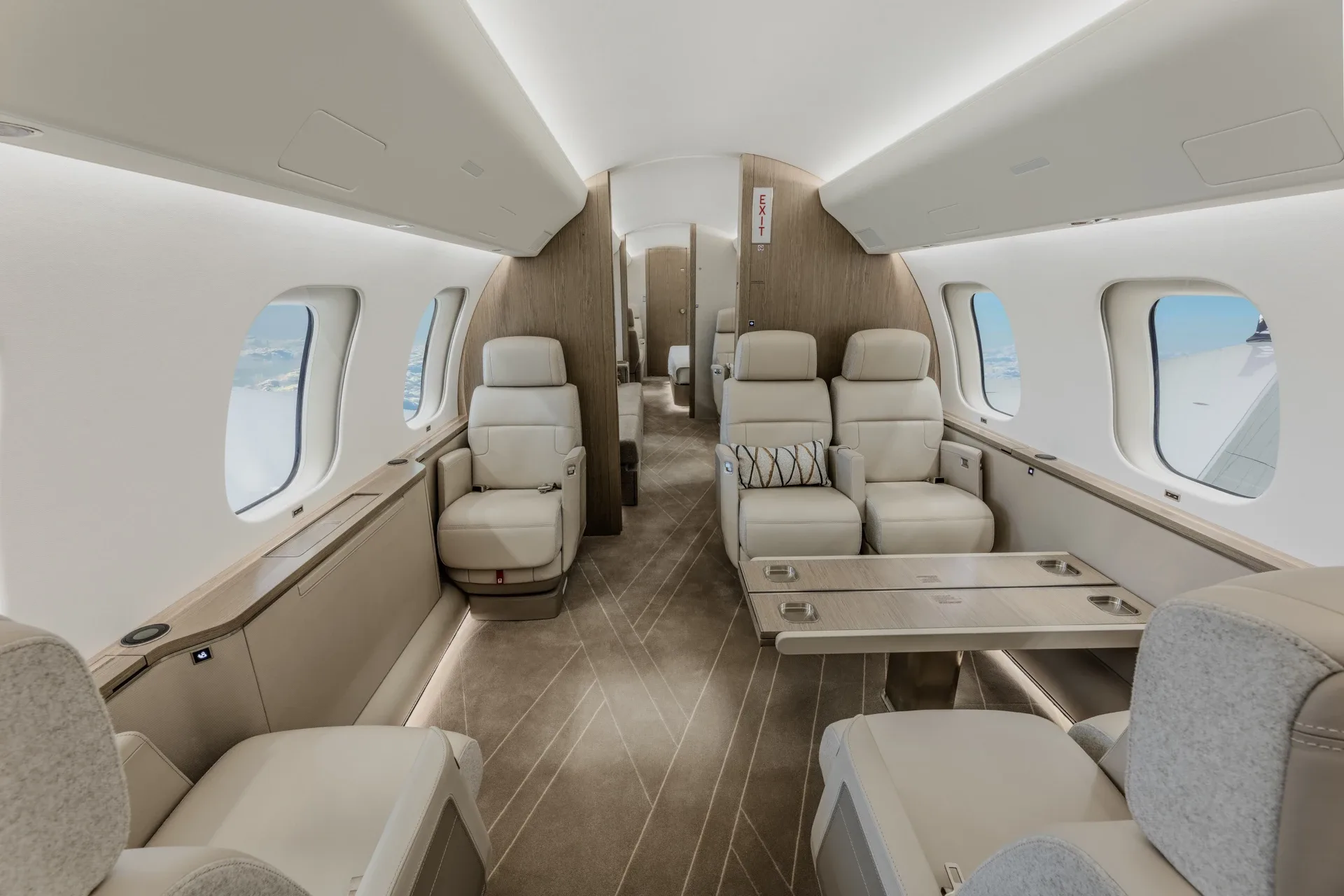 Cabin interior of a Bombardier Global 8000.