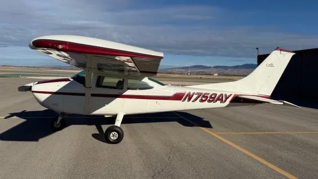 Exterior view of a 1977 Cessna 182Q, N759AY.