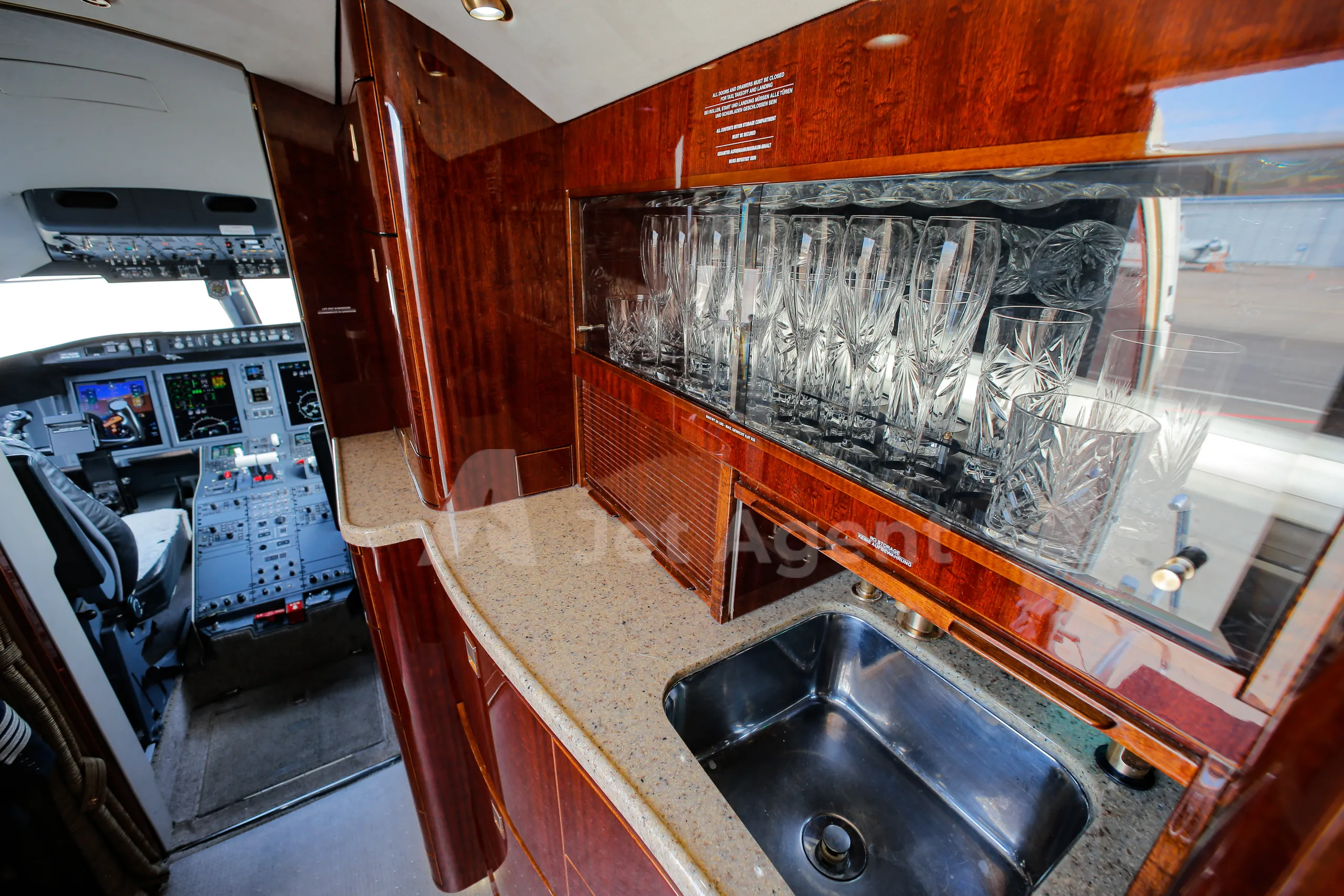 Cabin interior of a 2008 Bombardier challenger 605.