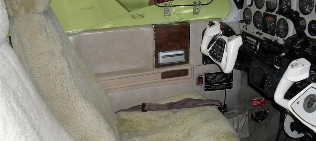 Cabin interior of a 1980 Beechcraft B55 BARON.