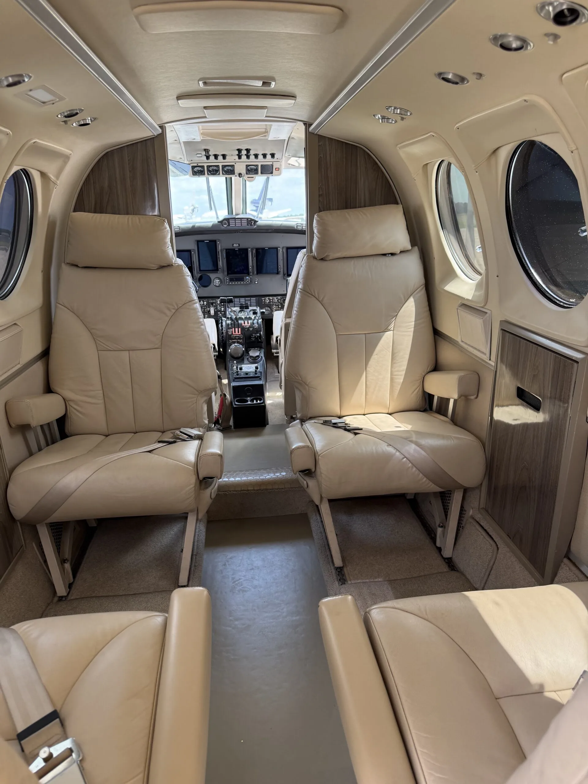 Cabin interior of a 1981 Textron Aviation King Air F90.