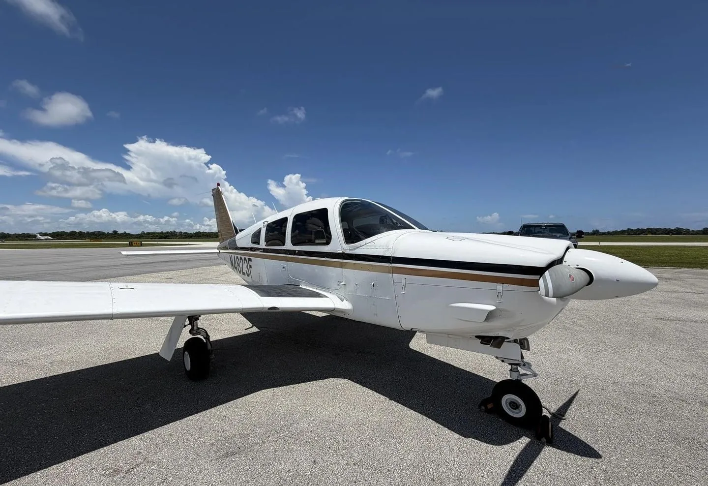 Exterior view of a 1976 Piper PA-28R-200 Arrow II.