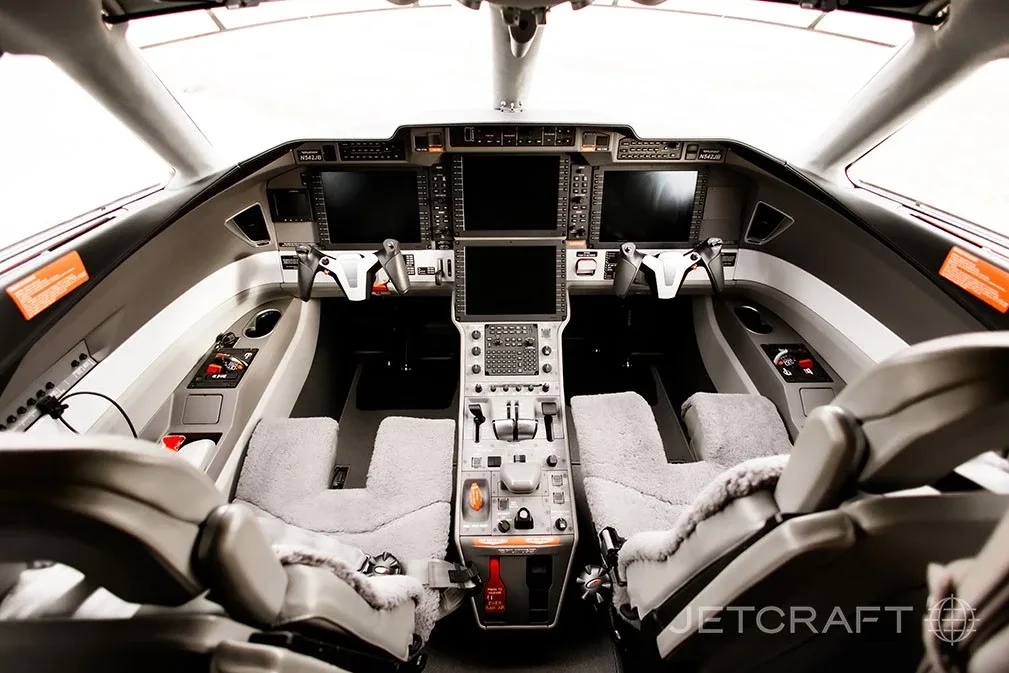Cockpit and instrument panel of a 2020 Pilatus.