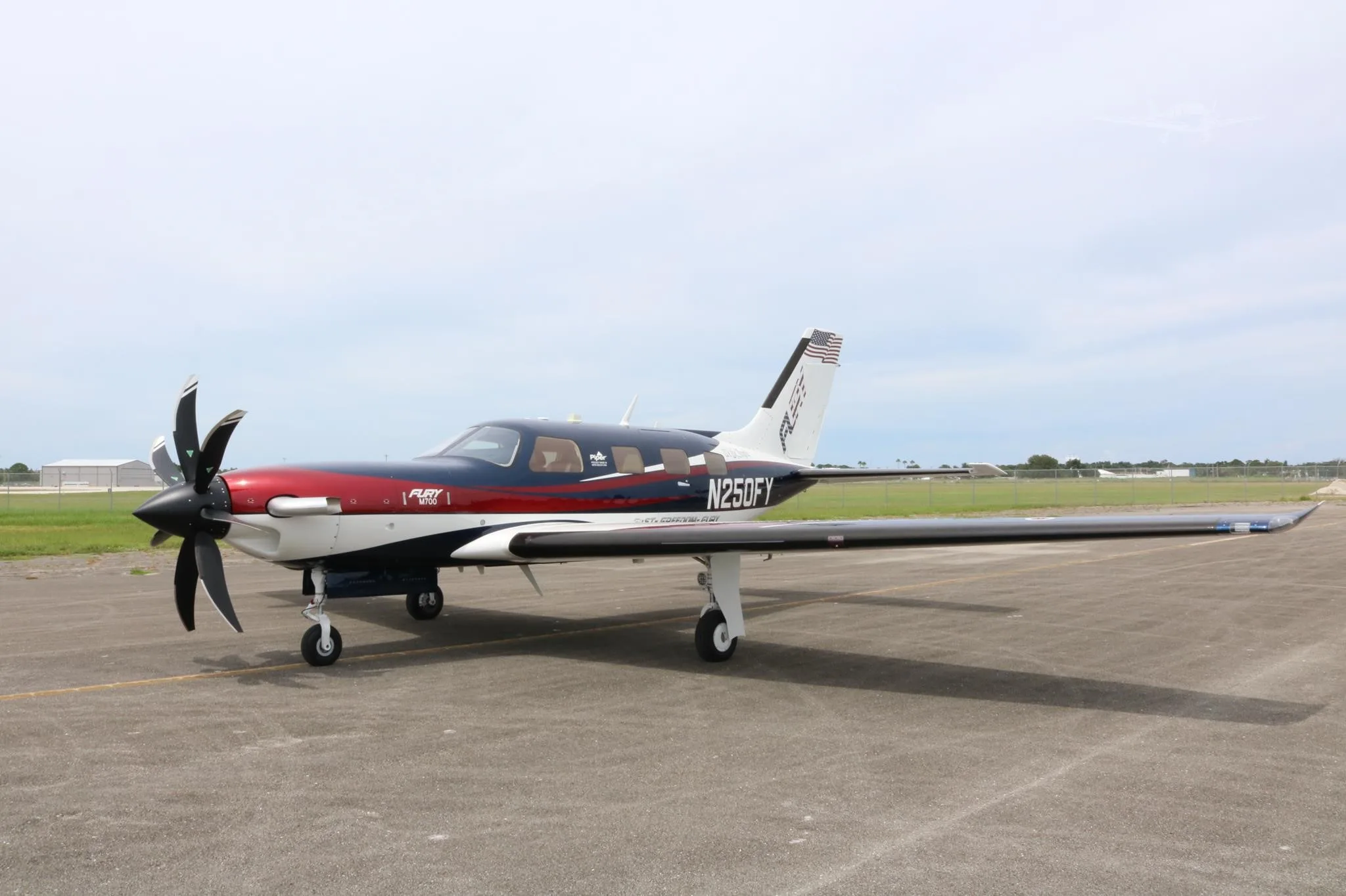 Exterior view of a 2026 PIPER M700, N250FY.