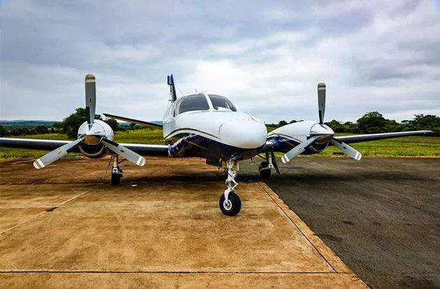 Exterior view of a 1979 Cessna 441 – Conquest II.
