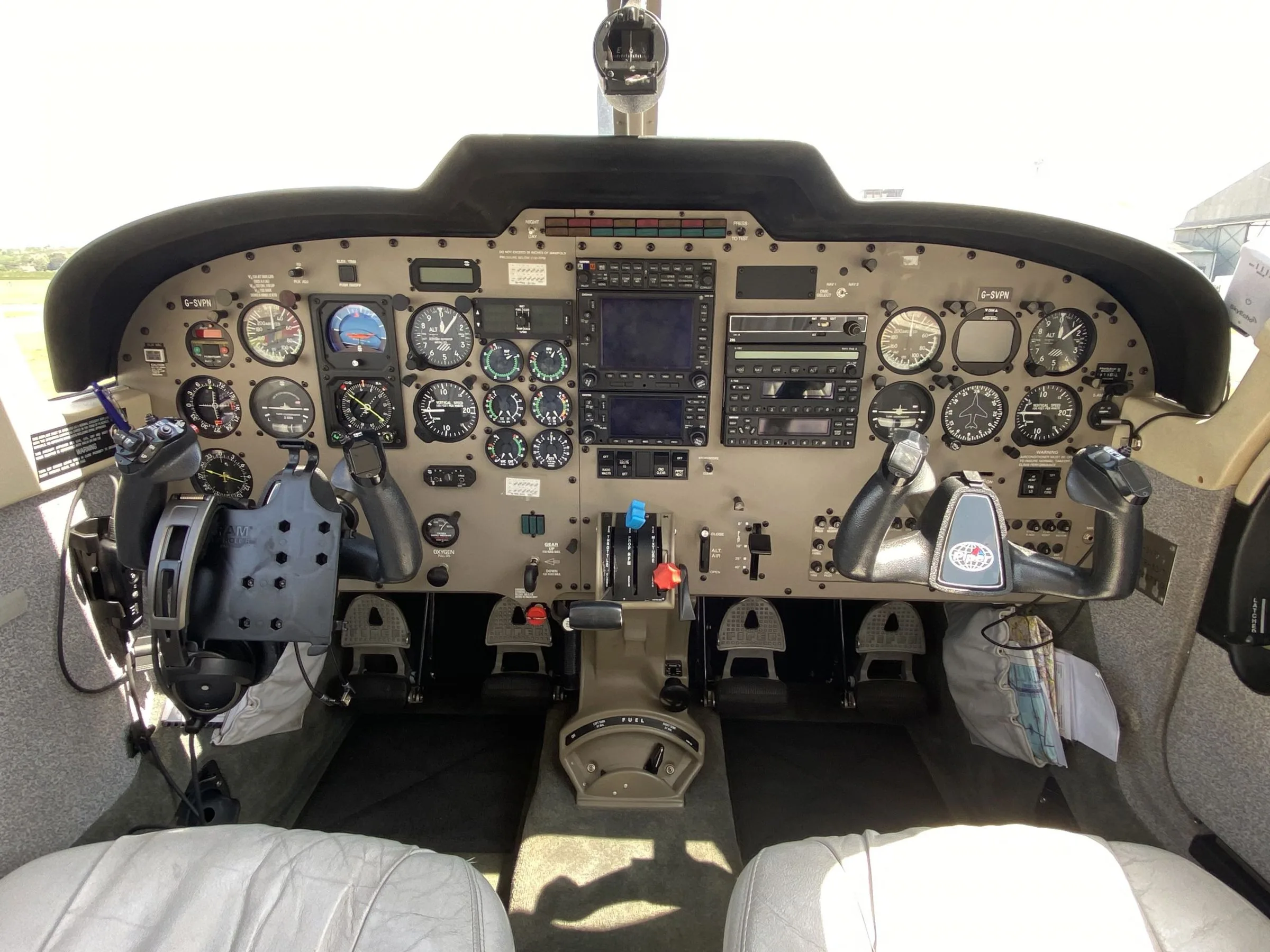 Cockpit and instrument panel of a 2003 Piper PA-32R-301T Saratoga 2 TC.
