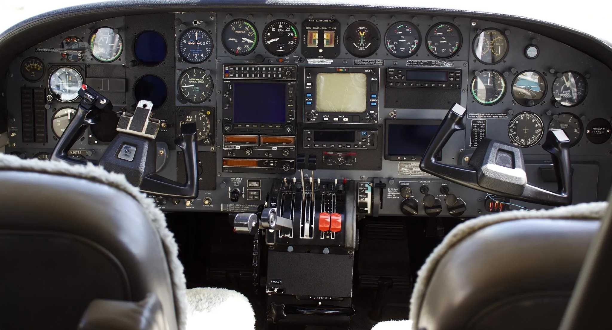 Cockpit and instrument panel of a 1980 CESSNA 414A.