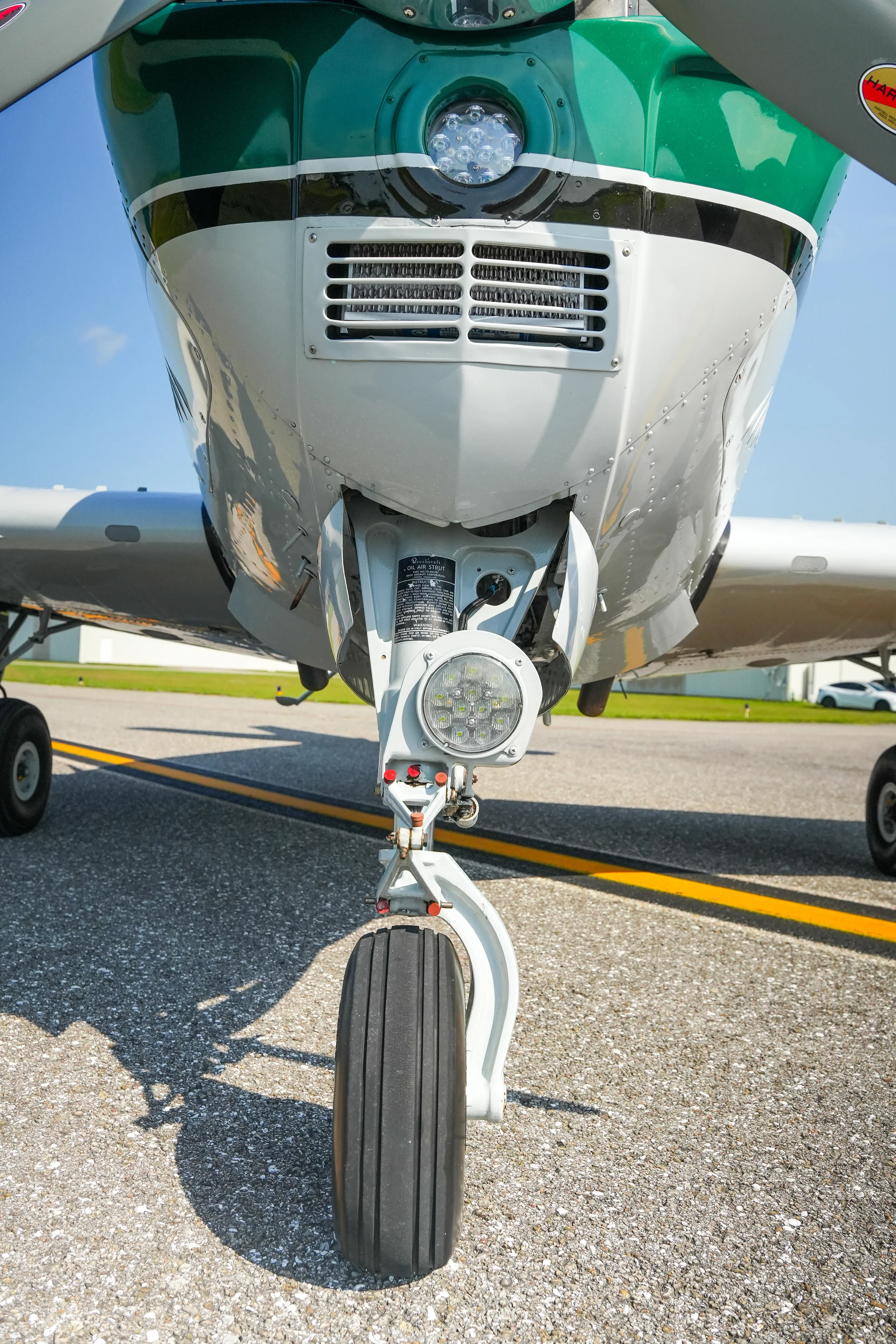 Engine detail of a 1976 Beechcraft F33A Bonanza.