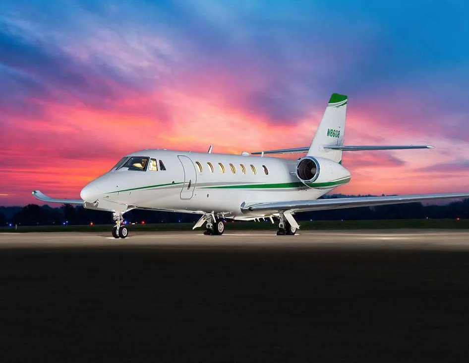 Cabin interior of a 2019 Cessna Citation Sovereign+.