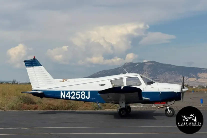 Exterior view of a 1970 Piper PA-28-140 Cherokee Cruiser.