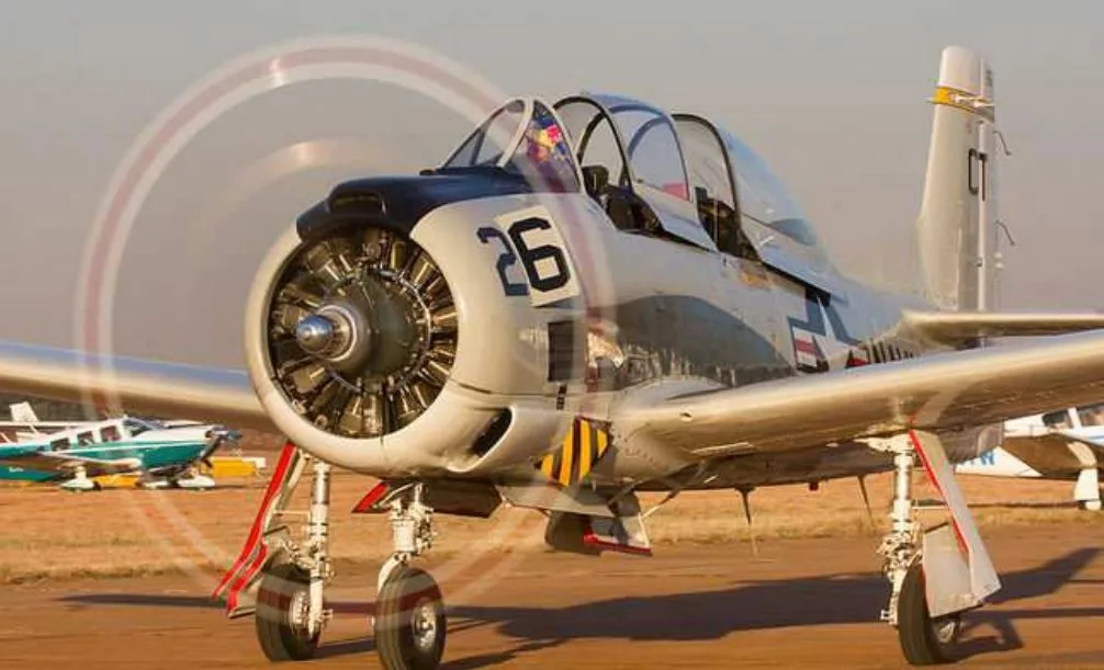 Marketing image of a 1955 North American T-28B Trojan.