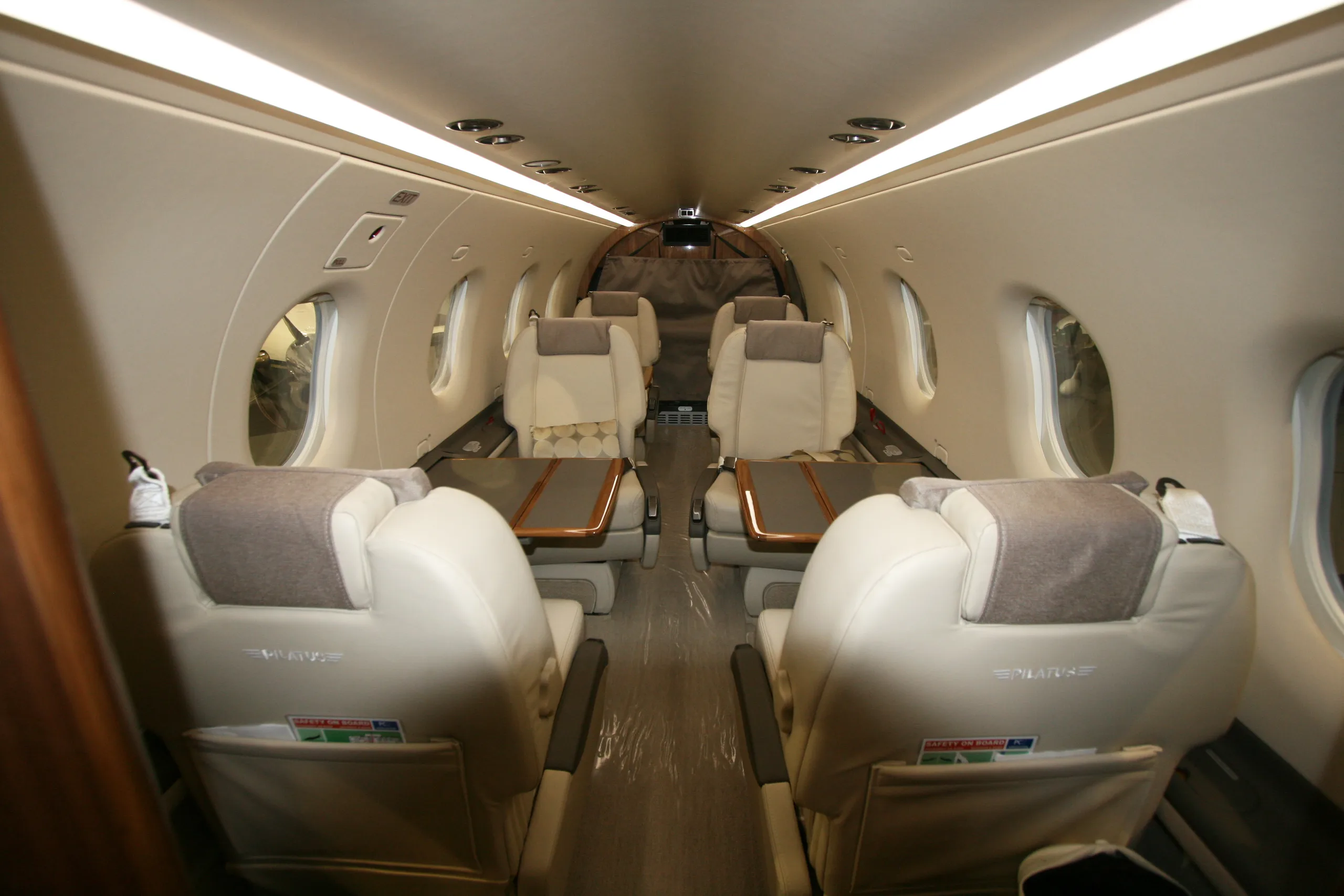 Cabin interior of a 2009 Pilatus PC-12 NG 1175.