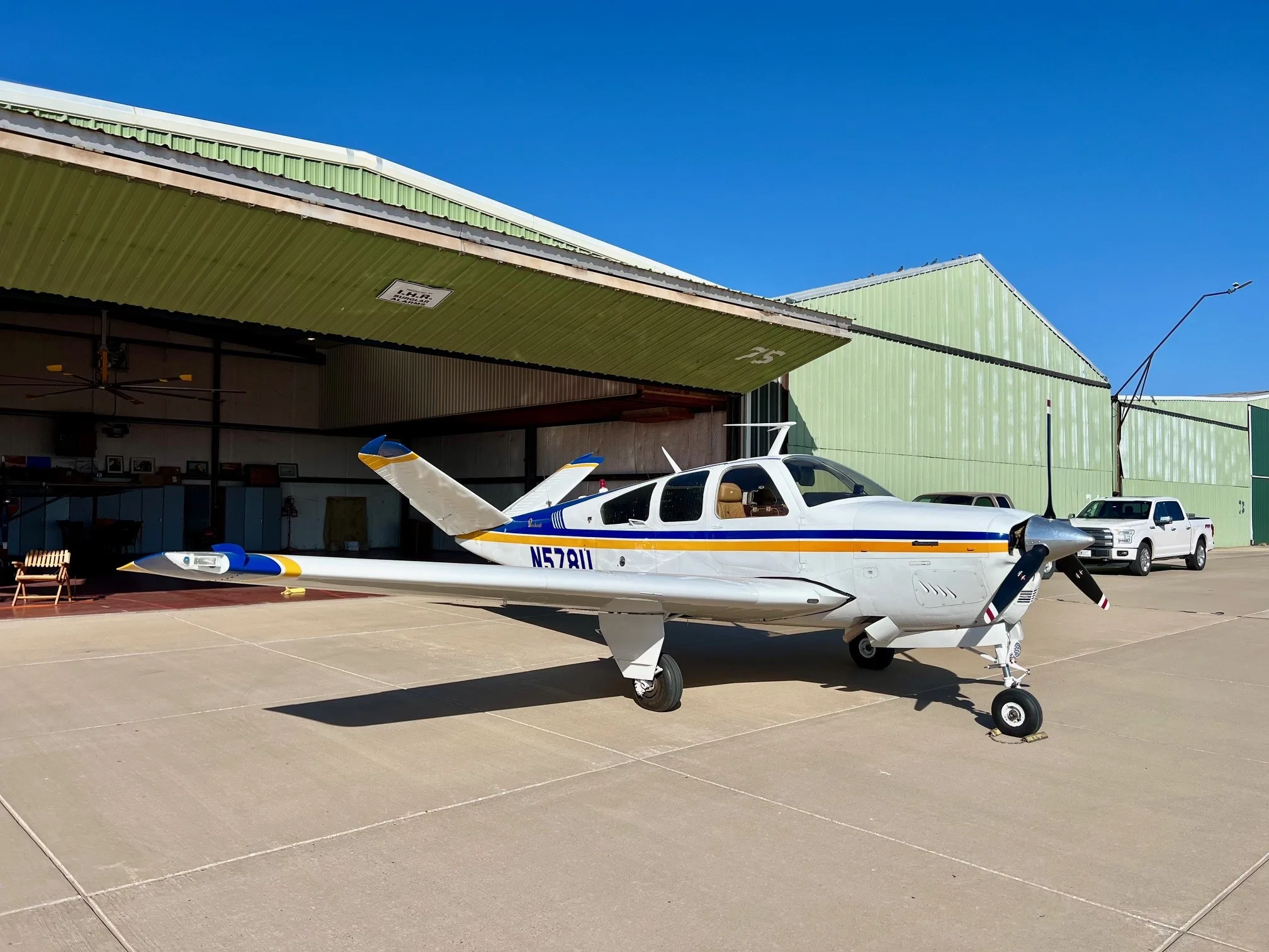 Cockpit and instrument panel of a 1979 Beechcraft V35B Bonanza.