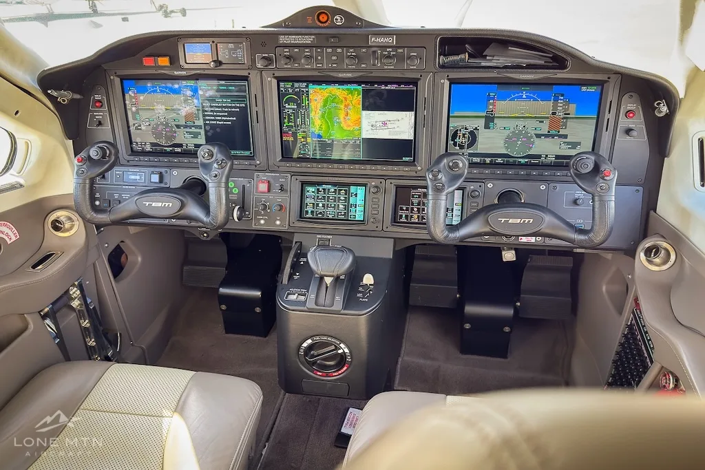 Avionics suite of a 2022 Daher TBM 960.