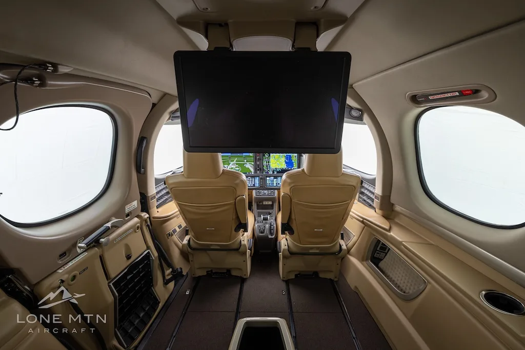 Cabin interior of a 2020 Cirrus SF50 G2+ Vision Jet.