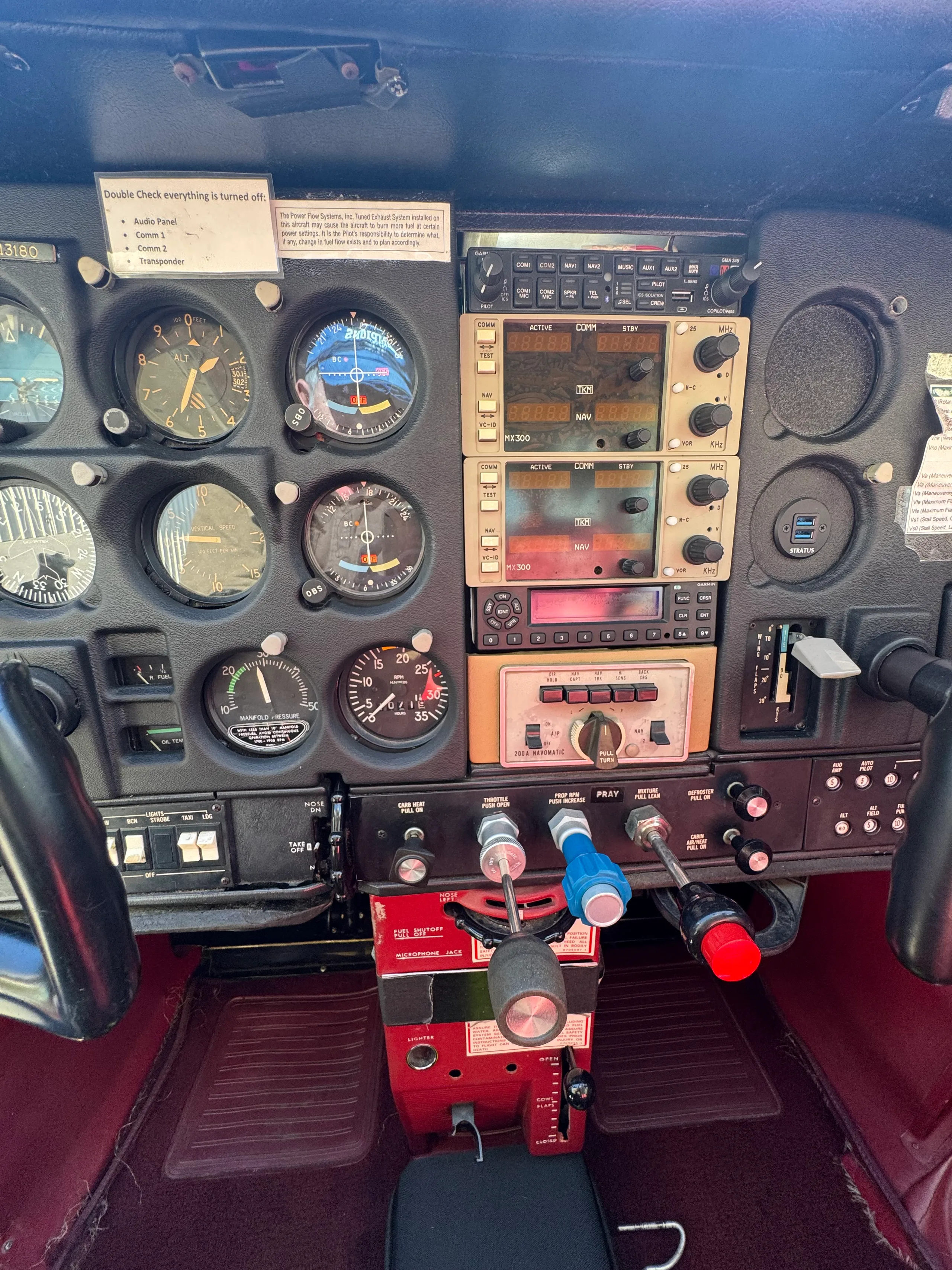 Cockpit and instrument panel of a 1976 Cessna 177B Cardinal, $105,000. - (Here at Placerville).