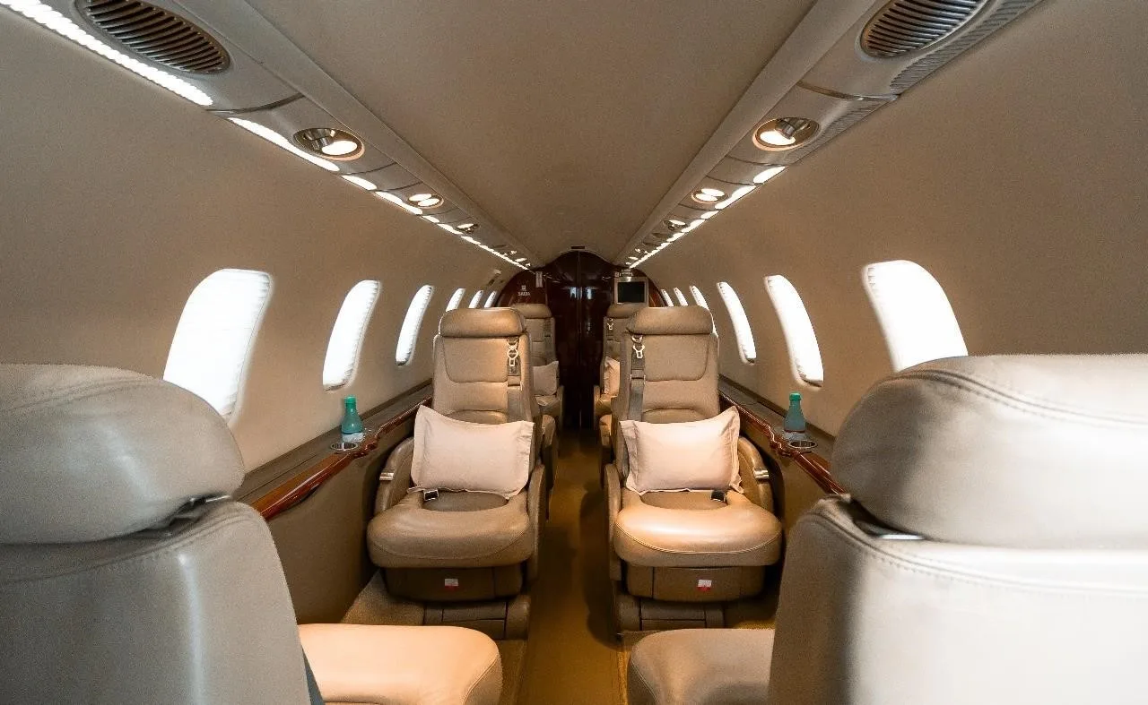 Cabin interior of a 2001 LEARJET 45.