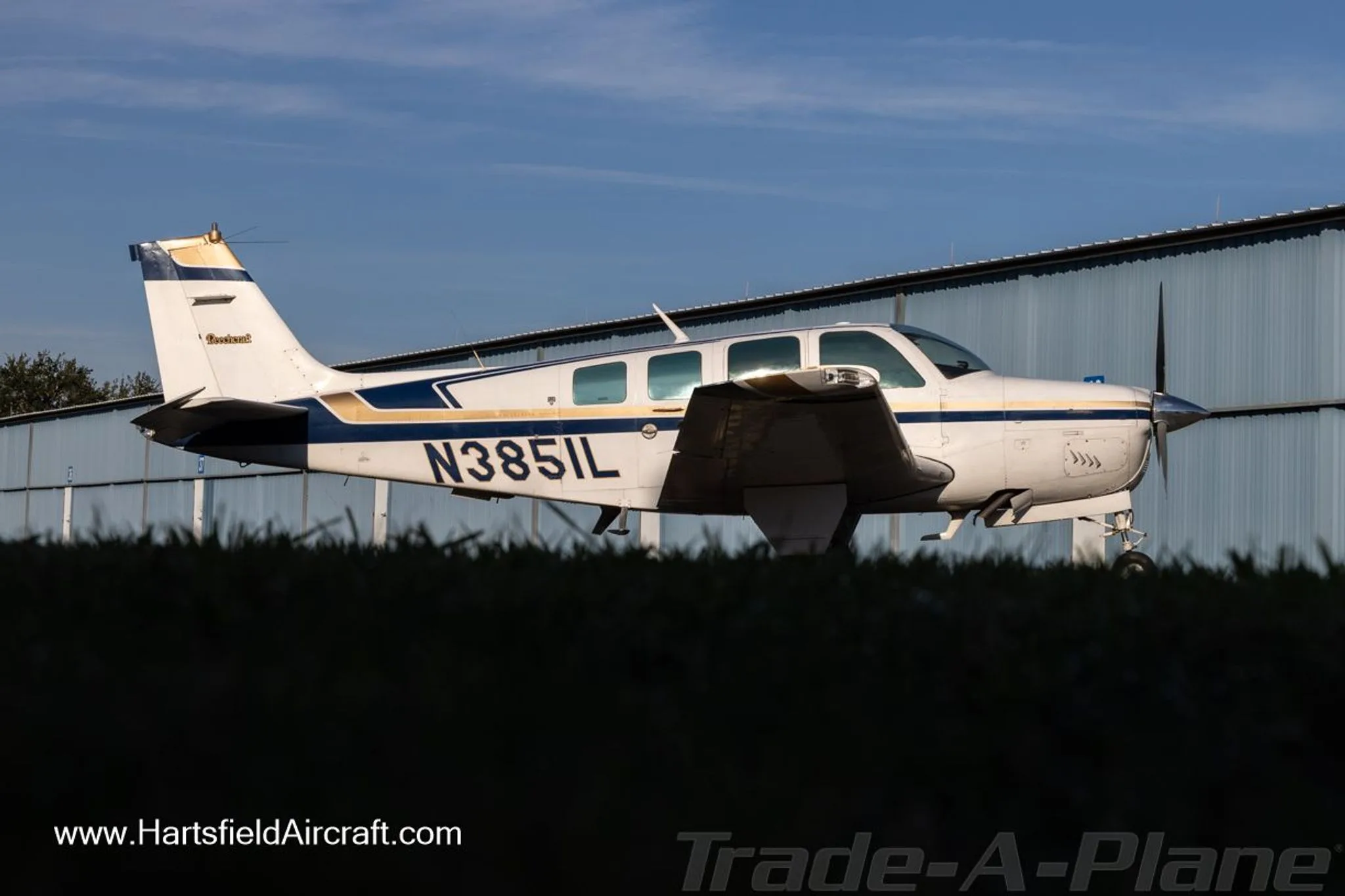 Exterior view of a 1981 BEECHCRAFT A36 BONANZA, N3851L.