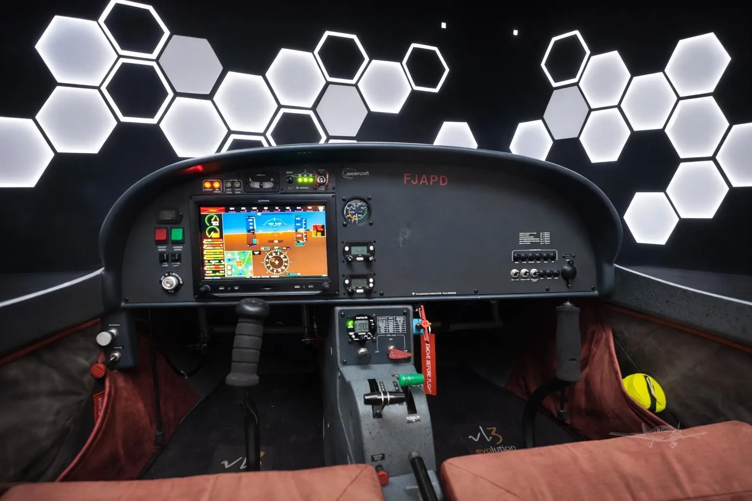 Cockpit and instrument panel of a 2016 JMB VL3 912.