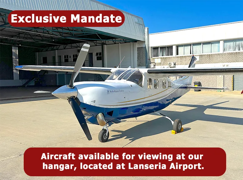 Exterior view of a 1982 Cessna P210 Turbine Silver Eagle.