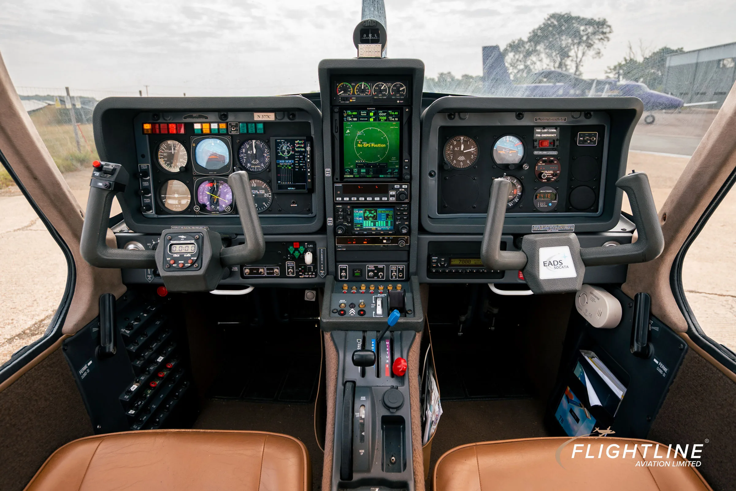 Cockpit and instrument panel of a 2003 Socata TB-21GT Trinidad.