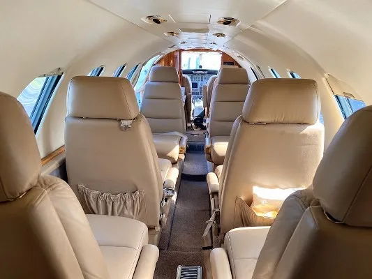 Cabin interior of a 1985 Cessna Citation S/II.