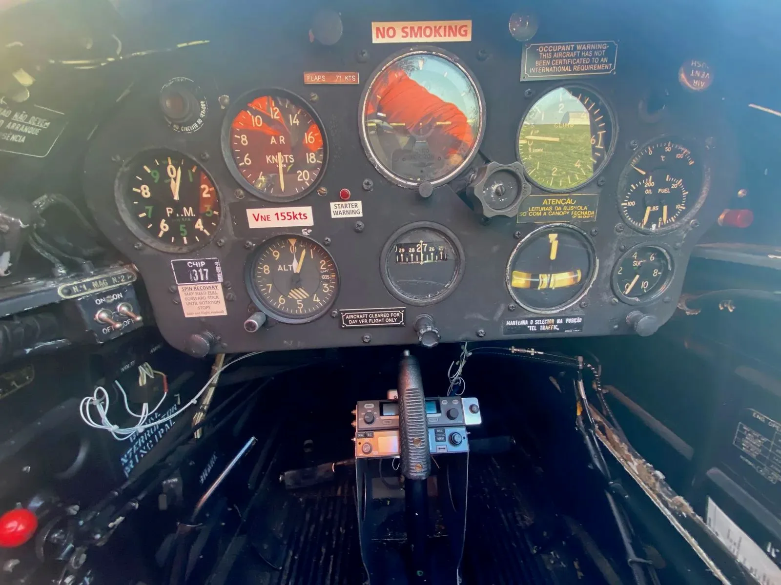 Cockpit and instrument panel of a 1955 de Havilland DHC-1 Chipmunk Mk 22.