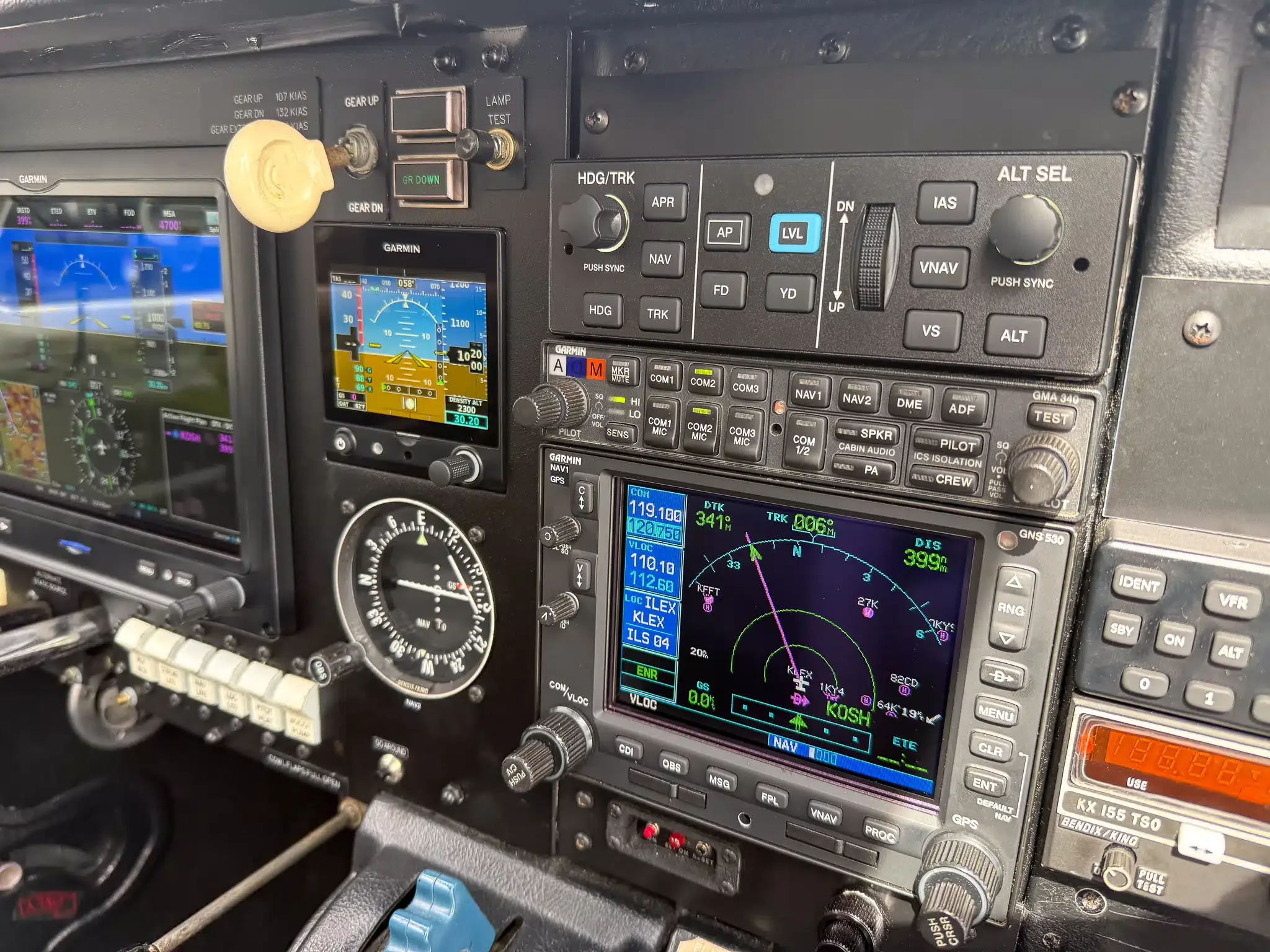 Avionics suite of a 1977 Mooney M20J.