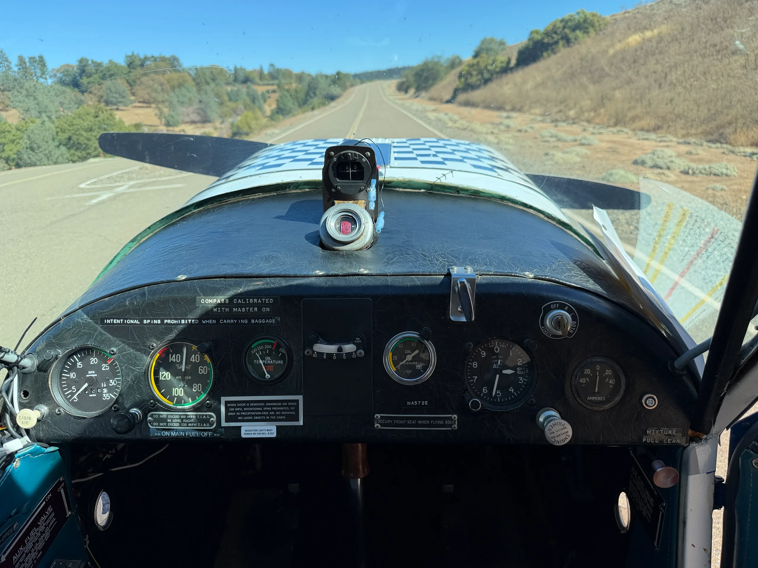 Cockpit and instrument panel of a 1949 Aeronca 7AC.