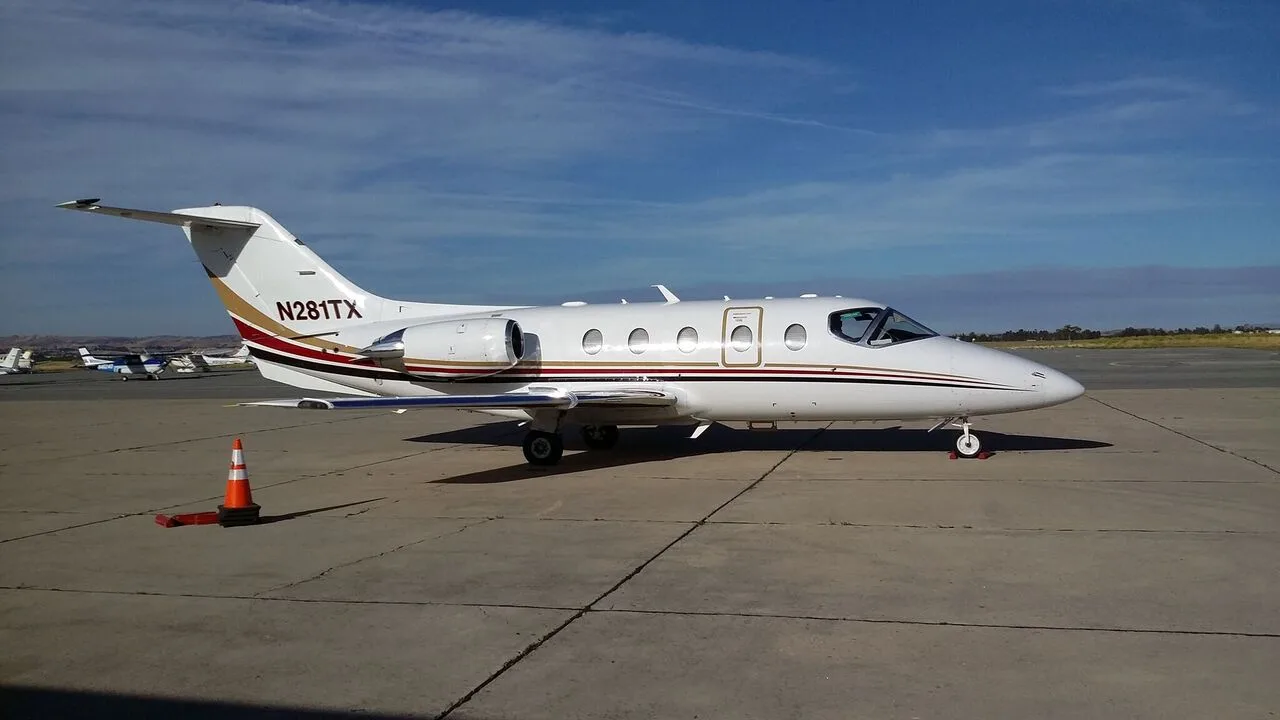 Cabin interior of a 2004 Hawker 400XP.