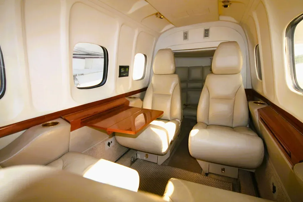 Cabin interior of a 1981 Twin Commander 1000.
