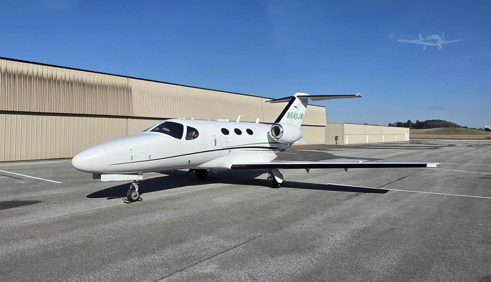 Exterior view of a 2008 CESSNA CITATION MUSTANG, N648JW.