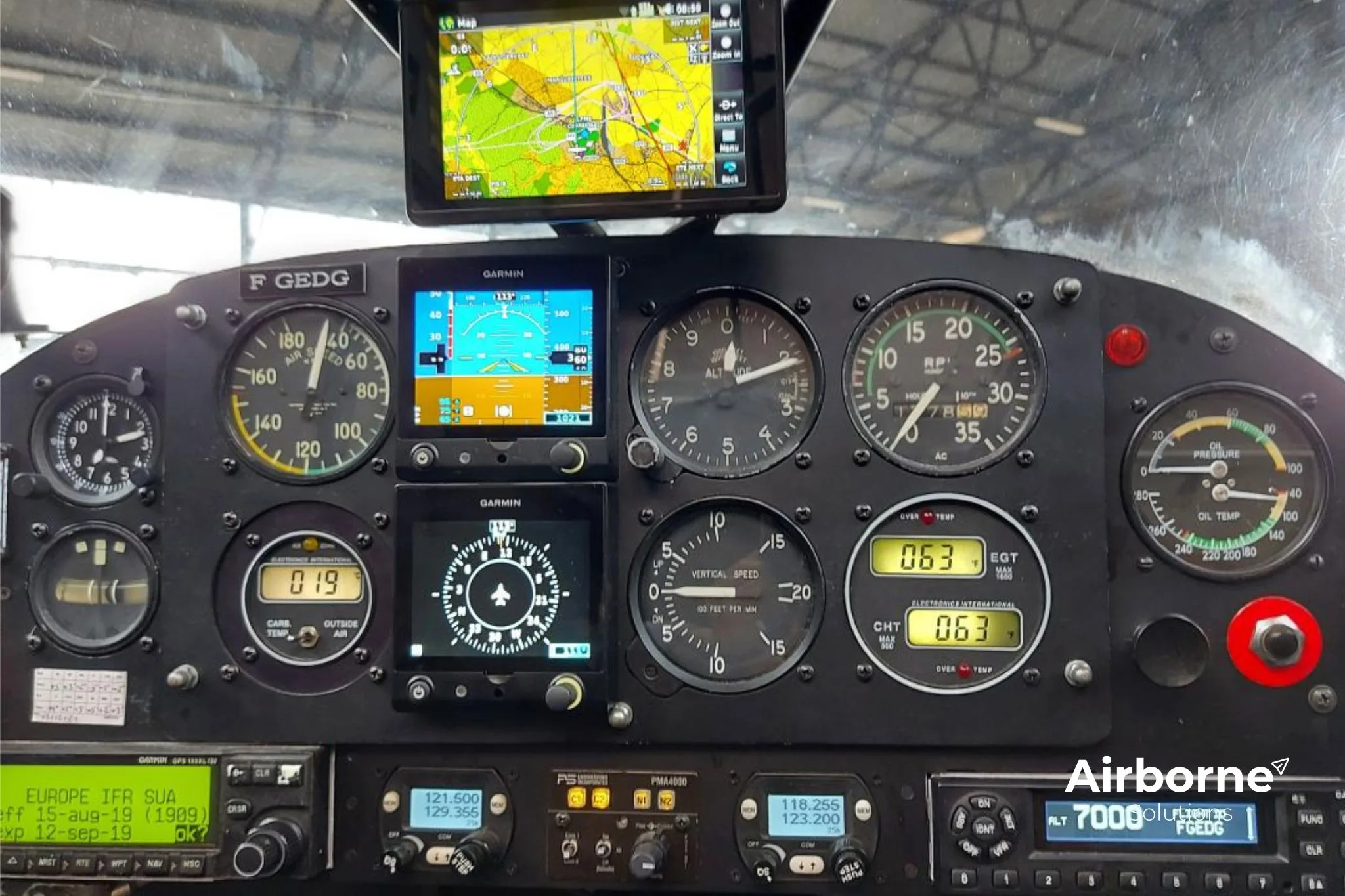 Avionics suite of a 1953 Piper PA-18 Super Cub.
