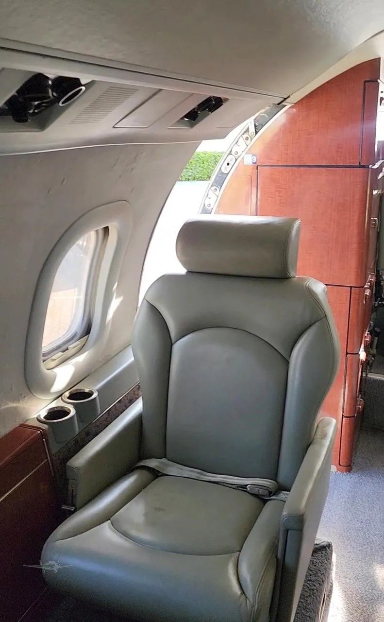 Cabin interior of a 1983 LEARJET 55.