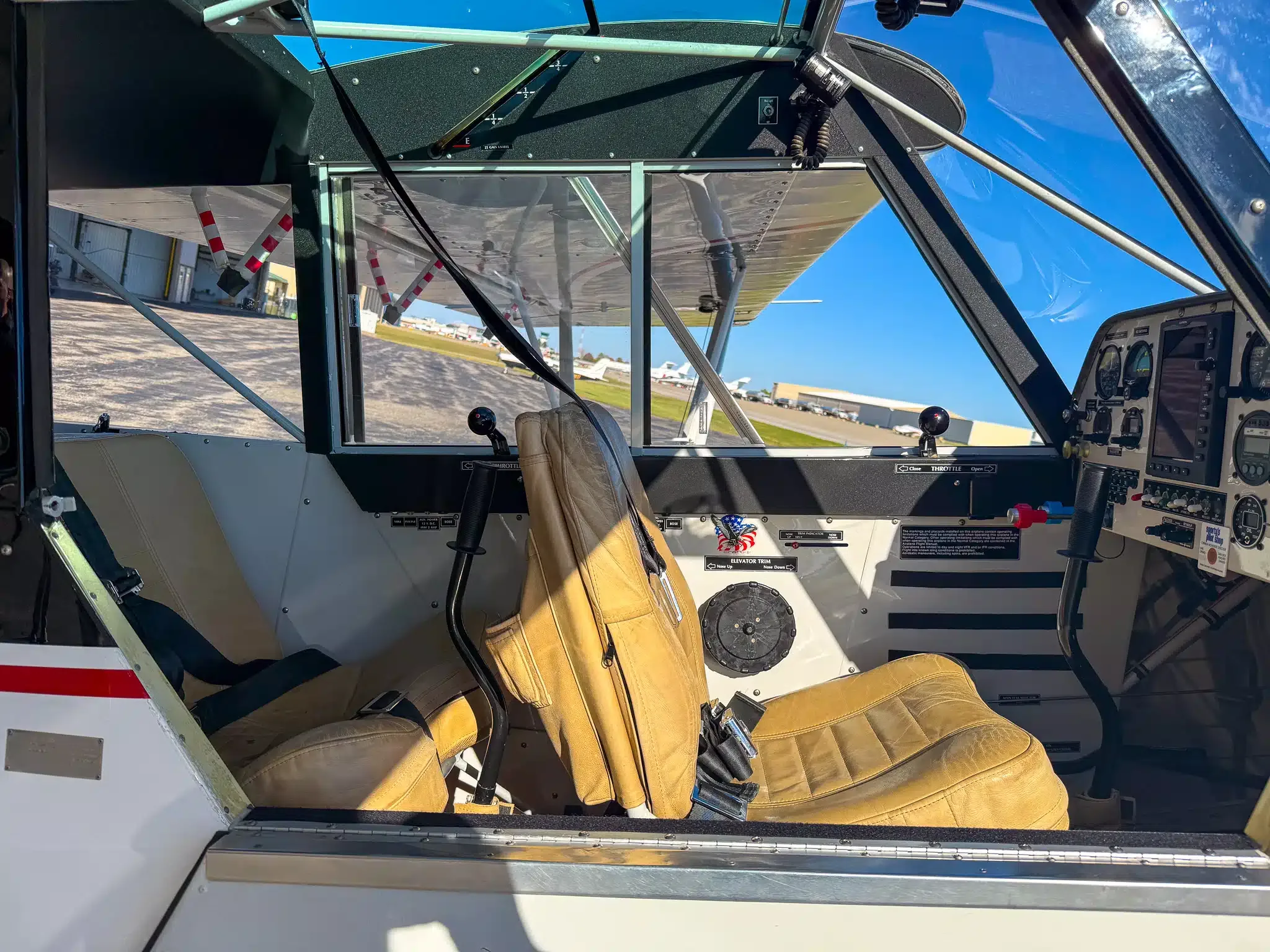 Cockpit and instrument panel of a 2010 Aviat A-1C Husky.