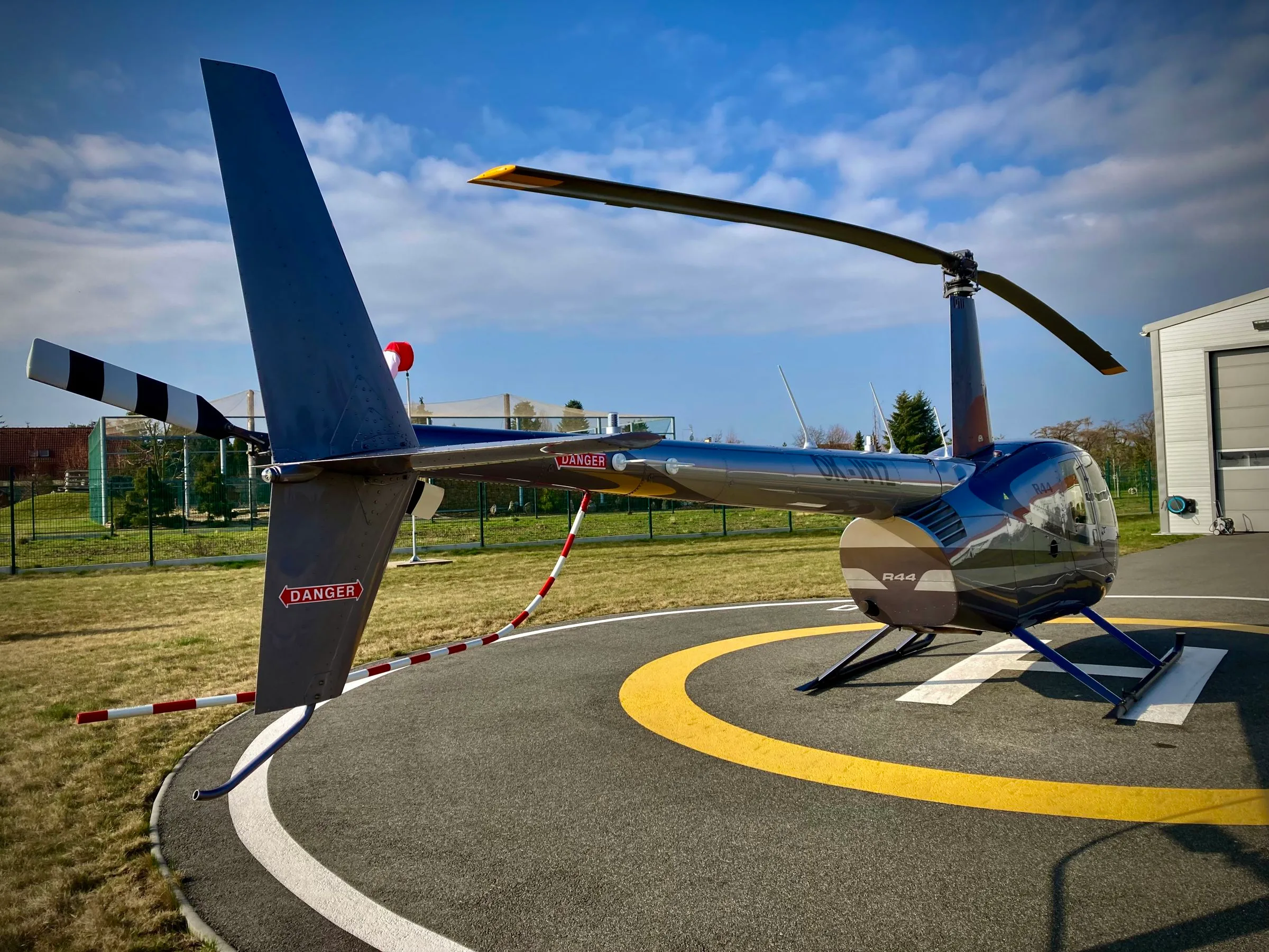 Exterior view of a 2018 Robinson R44 Raven II.