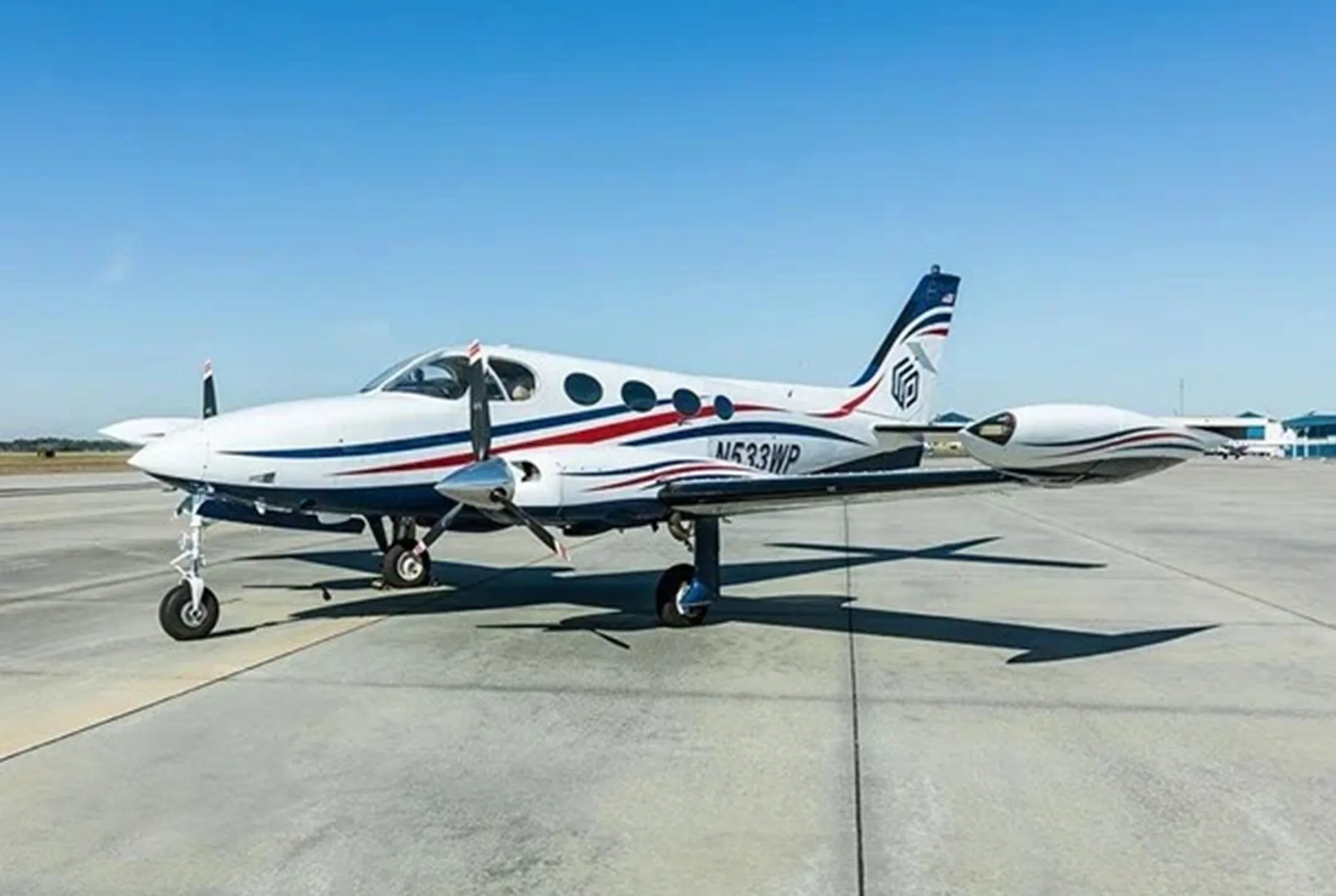 Exterior view of a 1977 Cessna 340A.